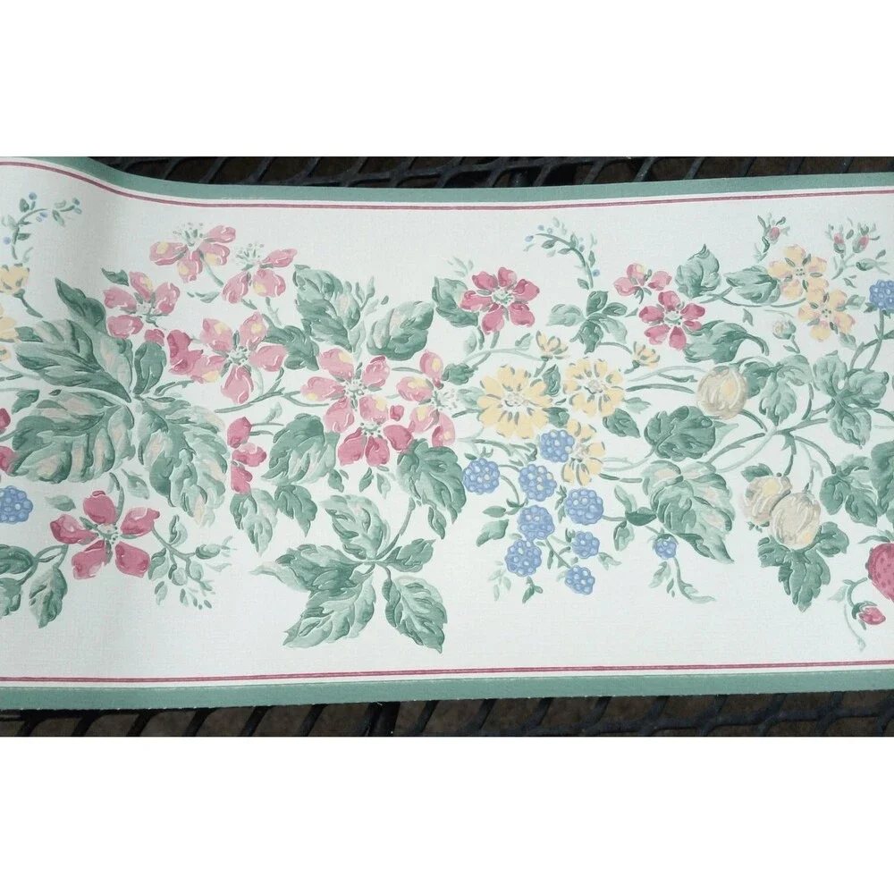 Brewster Wallpaper Border Floral Strawberries Blackberries IW17715 6.8" x 5yd - Picture 5 of 7